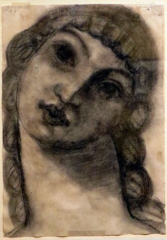 Cap de dona. Ca. 1916. Carb&oacute; sobre paper. Museu d'Art Girona