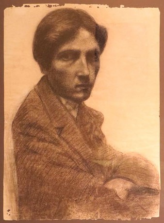 Autoretrat. Ca. 1916. Carb&oacute; sobre paper. Museu d'Hist&ograve;ria de Girona