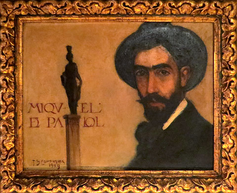 Joan B. Coromina. Retrat de Miquel de Palol amb una tanagra. 1910. Oli sobre tela. Col&middot;lecci&oacute; Maria de Palol, Girona