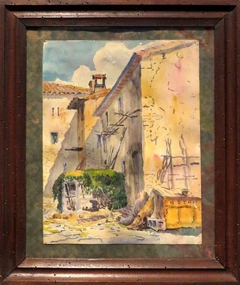 Casa del poble. Aquarel&middot;la. 30 x 23 cm
