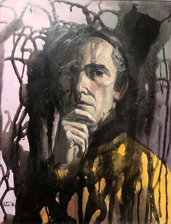 Autoretrat. 1976. T&egrave;cnica mixta sobre fusta