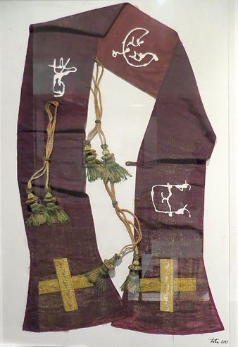 Estola. 2015. Collage i pintura sobre tauler