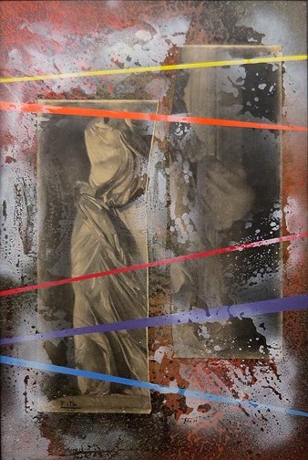 Sense t&iacute;tol. Mixta. collage sobre tela. 150 x 100 cm. 1974