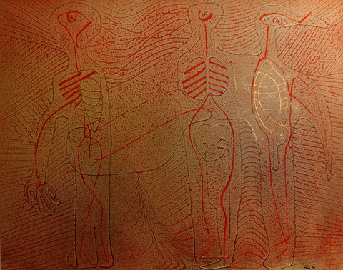Referir. T&egrave;cnica mixta sobre tela. 89 x 116 cms. 1990