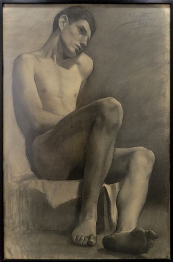 Acad&egrave;mia. Mixta sobre paper. 100 x 70 cms. 1949