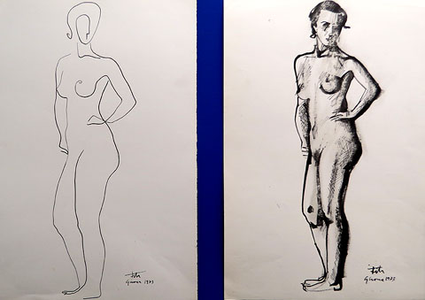 Apunts pinzel, tinta xinesa, 46 x 36 cm, 1973. Apunts l&iacute;nia, tinta xinesa, 50 x 35 cm. 1973, 1984 i 1986
