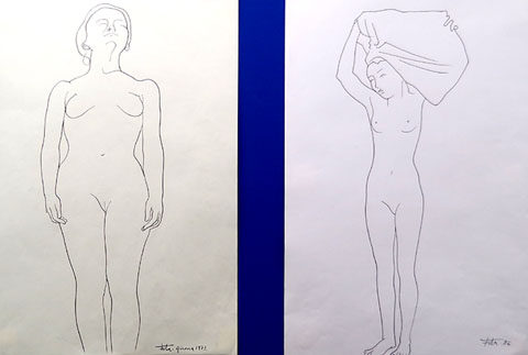 Apunts pinzel, tinta xinesa, 46 x 36 cm, 1973. Apunts l&iacute;nia, tinta xinesa, 50 x 35 cm. 1973, 1984 i 1986