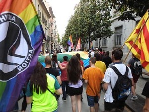 Manifestaci&oacute; contra l'homof&ograve;bia i la transf&ograve;bia, organitzada pel Consell Municipal de les Lesbianes, Gais,
