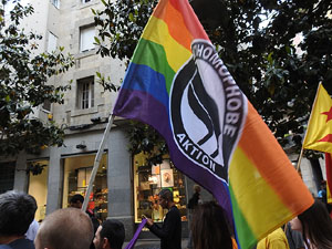 Manifestaci&oacute; contra l'homof&ograve;bia i la transf&ograve;bia, organitzada pel Consell Municipal de les Lesbianes, Gais,