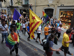 Manifestaci&oacute; contra l'homof&ograve;bia i la transf&ograve;bia, organitzada pel Consell Municipal de les Lesbianes, Gais,
