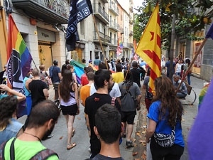 Manifestaci&oacute; contra l'homof&ograve;bia i la transf&ograve;bia, organitzada pel Consell Municipal de les Lesbianes, Gais,