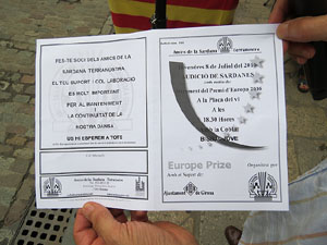 Lliurament del Premi d'Europa 2016 a Girona, atorgat pel Consell d'Europa. Ballada de sardanes a la pla&ccedil;a del Vi