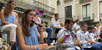 Lliurament del Premi d'Europa 2016 a la ciutat de Girona. Audici&oacute; de sardanes a la pla&ccedil;a del Vi