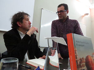Llibreria Geli. Presentaci&oacute; del llibre El navegant, de Joan-Llu&iacute;s Llu&iacute;s, amb Josep Dom&egrave;nech Ponsat&iacute; i Xavier Del&ograve;s