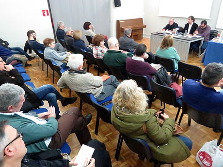 Llibreria Geli. Presentaci&oacute; del llibre El navegant, de Joan-Llu&iacute;s Llu&iacute;s, amb Josep Dom&egrave;nech Ponsat&iacute; i Xavier Del&ograve;s a la Casa de Cultura de Girona