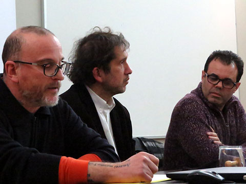 Josep Dom&egrave;nech Ponsat&iacute;, Joan-Llu&iacute;s Llu&iacute;s i Xavier Del&ograve;s durant la presentaci&oacute;