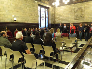 Rebuda de l'Spar Citylift Girona a la Sala de Plens de l'Ajuntament i a la pla&ccedil;a del Vi
