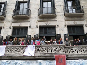 Rebuda de l'Spar Citylift Girona a la Sala de Plens de l'Ajuntament i a la pla&ccedil;a del Vi