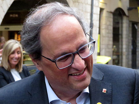 El President Quim Torra a l'arribada a la pla&ccedil;a del Vi