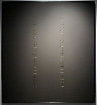 Doble sutura. 2004. Acr&iacute;lic i llaut&oacute; sobre tela