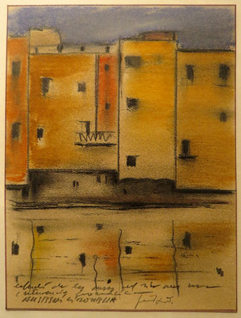 Cases del riu. 1983. Grafit, pastel i llapis sobre paper