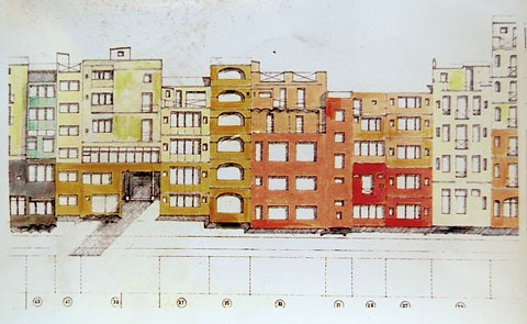 Estudi de colors per al projecte Cases del riu. Llibreta d'apunts. 1983. Acr&iacute;lic i pigments secs sobre paper