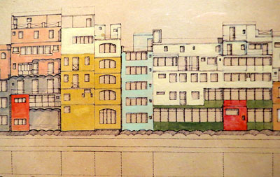 Projecte complet Cases del riu. 1983. Aquarel&middot;la sobre paper. Fragment