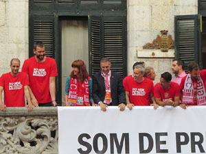 Ascens del Girona FC i el B&agrave;squet Girona. Rebuda a la pla&ccedil;a del Vi