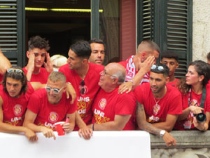 Ascens del Girona FC i el B&agrave;squet Girona. Rebuda a la pla&ccedil;a del Vi