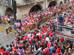 Ascens del Girona FC i el B&agrave;squet Girona. Rebuda a la pla&ccedil;a del Vi