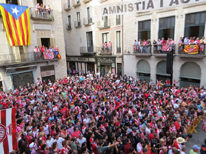 Ascens del Girona FC i el B&agrave;squet Girona. Rebuda a la pla&ccedil;a del Vi