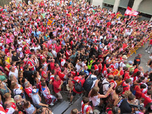Ascens del Girona FC i el B&agrave;squet Girona. Rebuda a la pla&ccedil;a del Vi