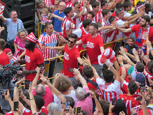 Ascens del Girona FC i el B&agrave;squet Girona. Rebuda a la pla&ccedil;a del Vi