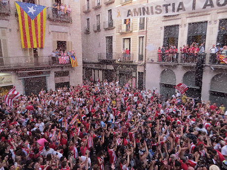 Ascens del Girona FC i el B&agrave;squet Girona. Rebuda a la pla&ccedil;a del Vi
