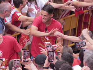 Ascens del Girona FC i el B&agrave;squet Girona. Rebuda a la pla&ccedil;a del Vi