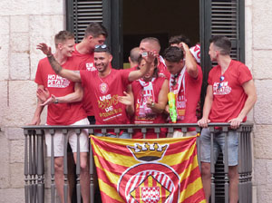 Ascens del Girona FC i el B&agrave;squet Girona. Rebuda a la pla&ccedil;a del Vi