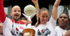 Arribada de les jugadores de l'Uni Spar Citylift a la pla&ccedil;a del Vi despr&eacute;s de proclamar-se campiones de Lliga