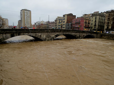 La crescuda de l'Onyar el dimarts 21 de gener 2020 a conseq&uuml;&egrave;cia del temporal Gloria
