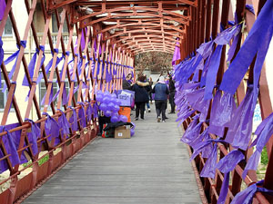 Commemoraci&oacute; del Dia de la Dona 2021 al pont de les Peixateries Velles