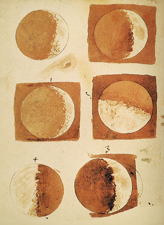 Esbossos de la Lluna. Il&middot;lustraci&oacute; del llibre e Galileu 'Sidereus nuncius', 1610