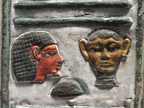 Fragment de relleu. Pedra calc&agrave;ria pintada. Dinastia XIX, regnat de Seti I, Ca. 1294-1279 aC. Tomba de Seti I, Vall dels Reis, Tebes
