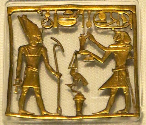 Plaqueta d'Amenemhat IV. Or. Dinastia XII, regnat d'Amenemhat IV, Ca. 1808-1799 aC. Biblos, L&iacute;ban