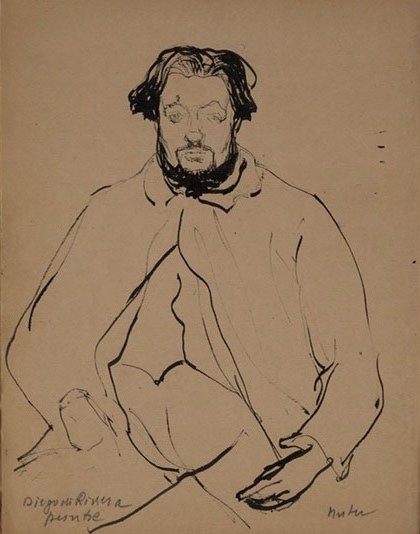 Mela Muter. Esbossos per al retrat de Diego Rivera. Ca. 1913-1914