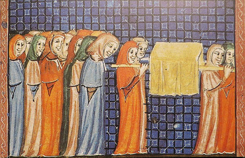 La comitiva f&uacute;nebre de cam&iacute; al cementiri. Hagad&agrave; de Sarajevo. Catalunya, ca. 1350