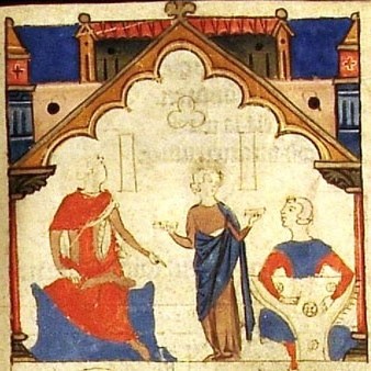 Ballarina amb castanyoles i joglar amb salteri de costats c&ograve;ncaus