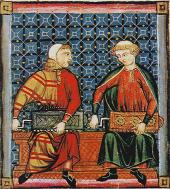 Violes de roda. Miniatura a les 'Cantigas de Santa Mar&iacute;a' d'Alfons X