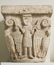 Capitell de la can&ograve;nica augustiniana de Santa Maria de Besal&uacute;. Segle XII