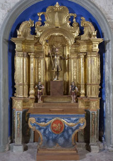 Retaule de Sant Galderic. Autor desconegut, segle XVIII. Esgl&eacute;sia de Sant Crist&ograve;fol, Beget