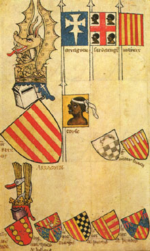T&iacute;tols de Pere el Cerimoni&oacute;s. Armorial de Gelre (1370-1414). Reial Biblioteca de B&egrave;lgica
