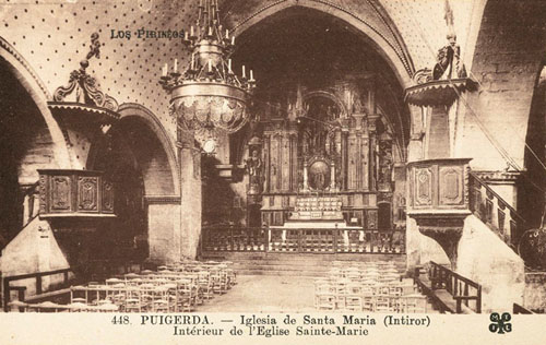 Interior de l'esgl&eacute;sia de Santa Maria. 1900-1930
